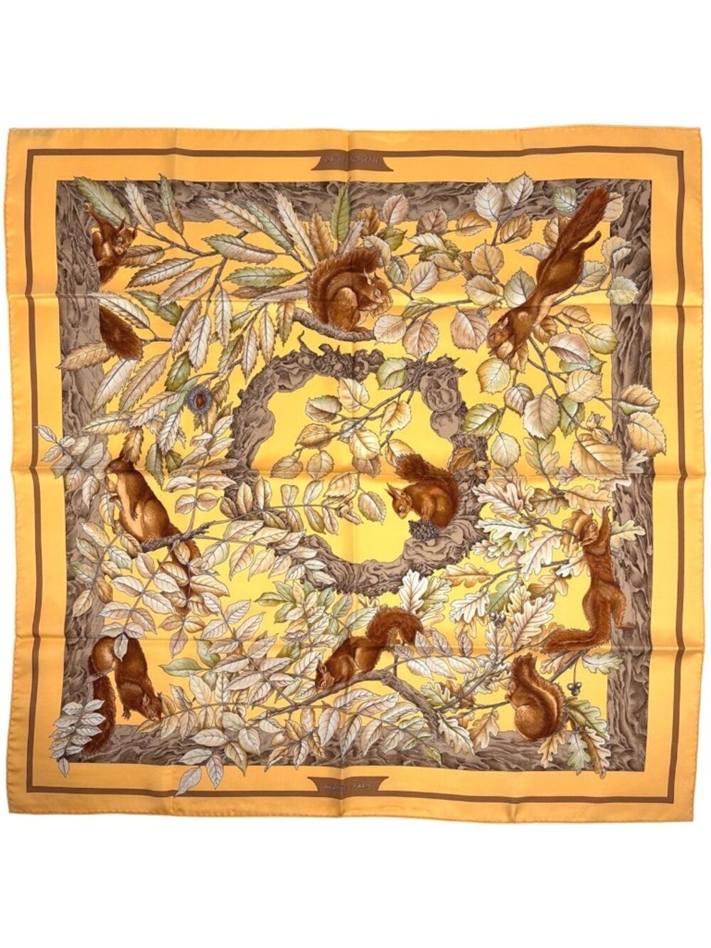 Hermes Carre 90 Casse Noisette Nutcracker Scarf Silk Orange Multicolor